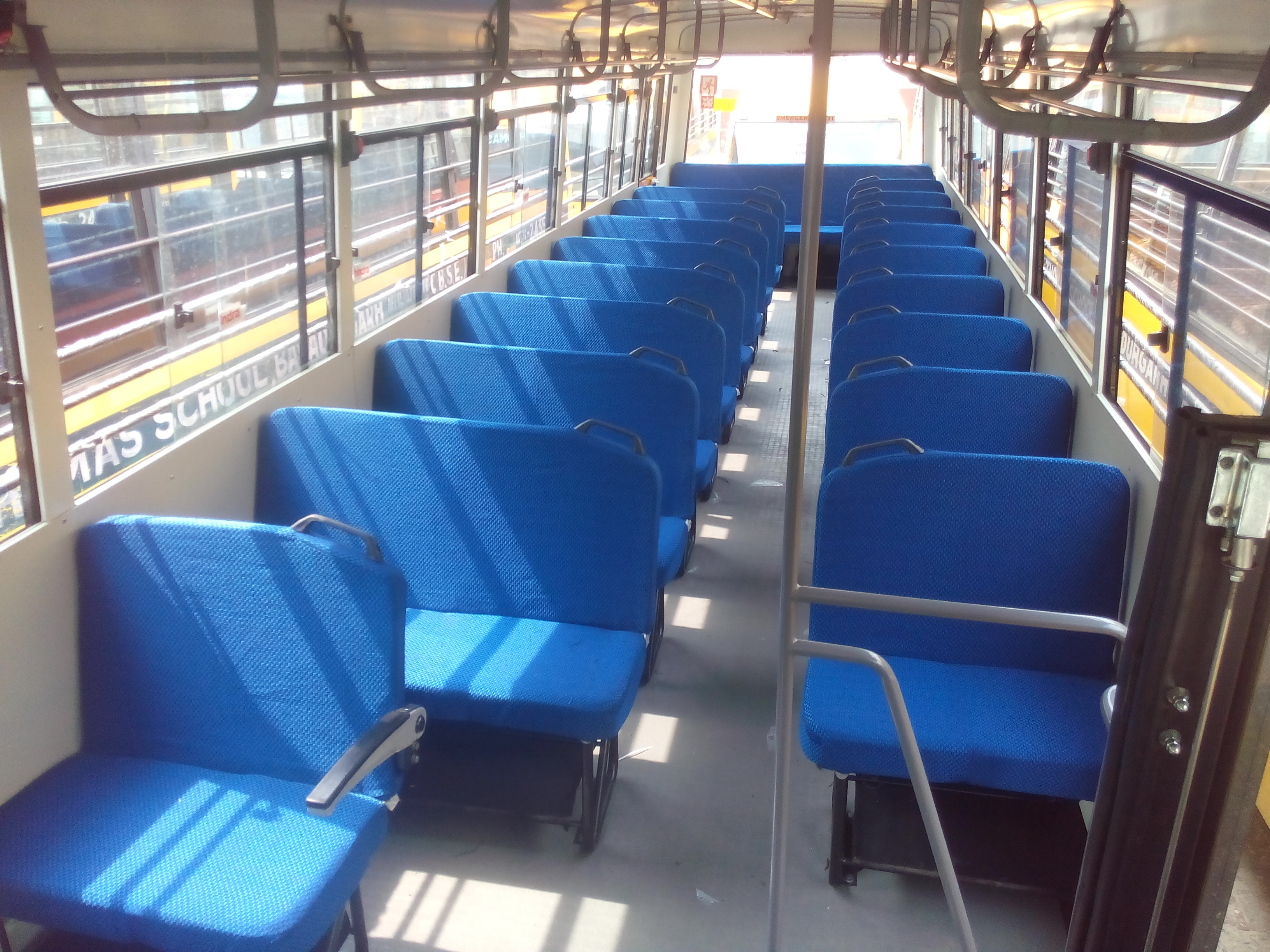 Clean bus seat covers in an Indian passenger bus